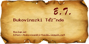 Bukovinszki Tünde névjegykártya